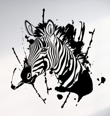 Zèbre tache peinture, noir et blanc