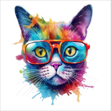 chat coloré pop art stylisé tête de chat