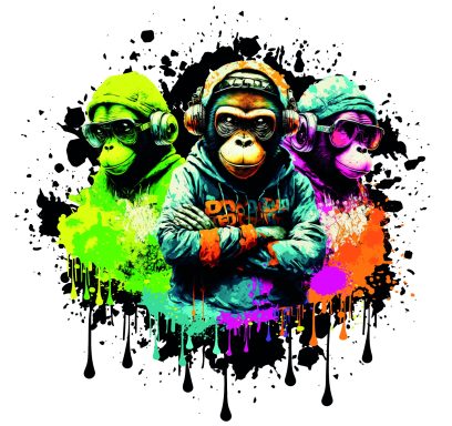 Singes colorés pop art stylisées