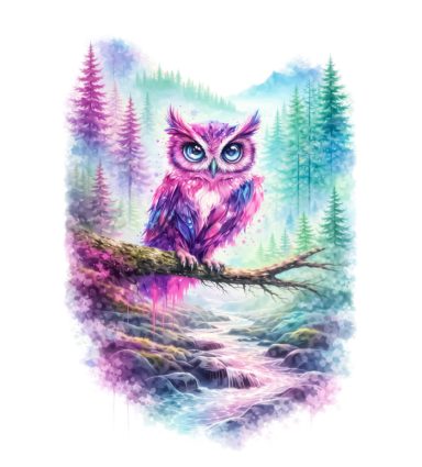 Hibou chouette art coloré